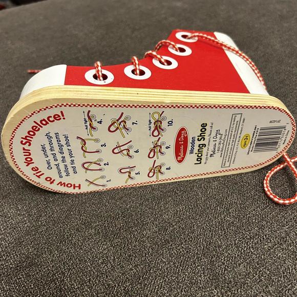 Melissa & Doug Deluxe Wood Lacing Sneaker Lear To Tie A Shoe Educational Toy - Picture 3 of 3
